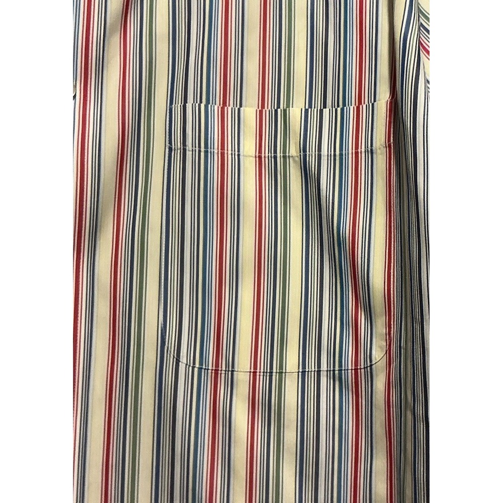 Joe A Banks Men Travelers Collection Stripe Shirt Long Sleeve L Red Green Cream